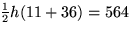 $\frac{1}{2} h (11+36) = 564$