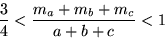 \begin{displaymath}
\frac{3}{4} < \frac{m_a+m_b+m_c}{a+b+c} < 1
 \end{displaymath}